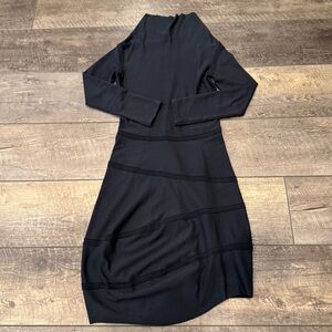 Veronique Miljkovitch Long Sleeve Knit Black Midi Dress Size Small